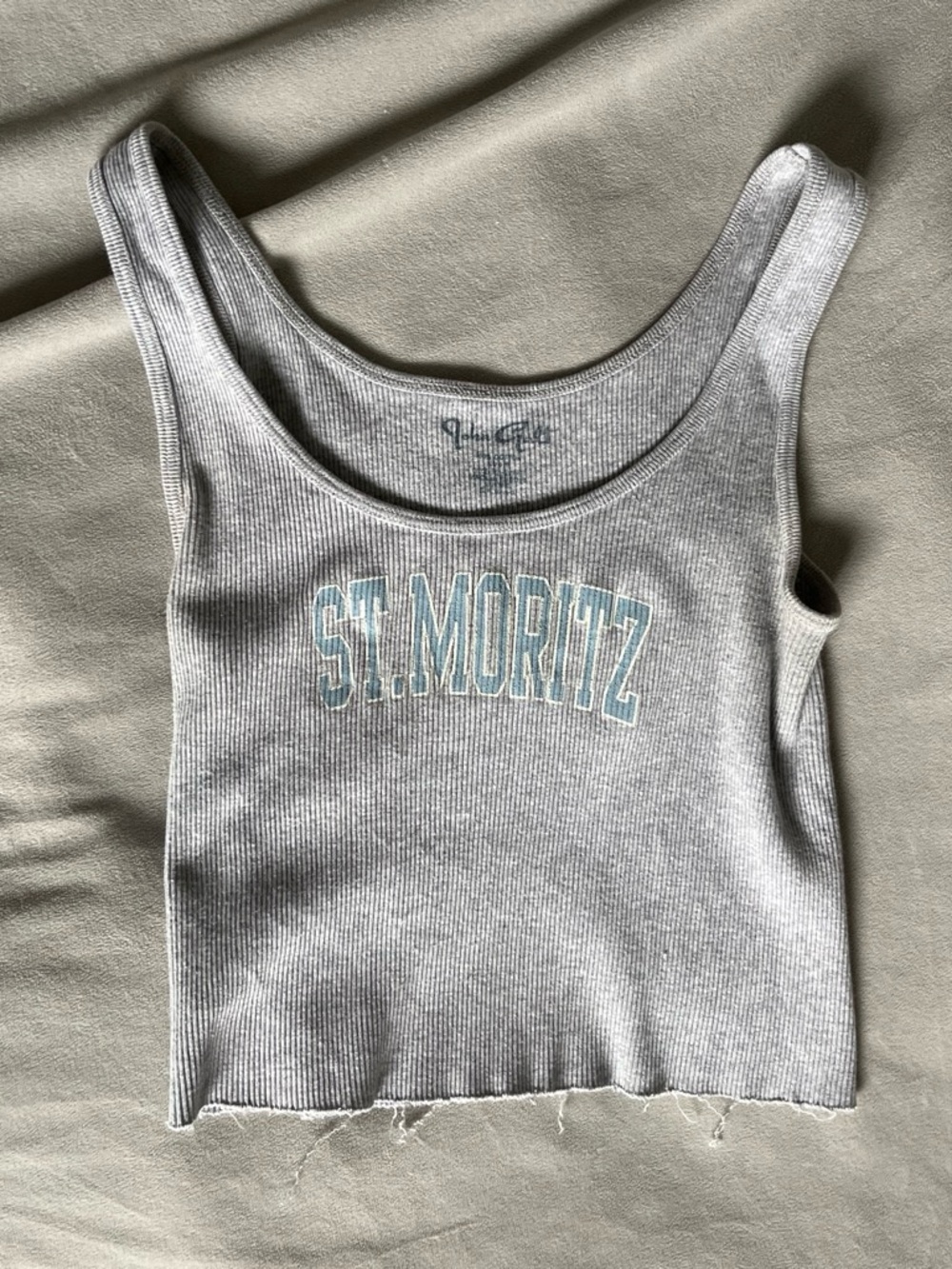 Brandy Melville Gray Ribbed ST. MORITZ Tank